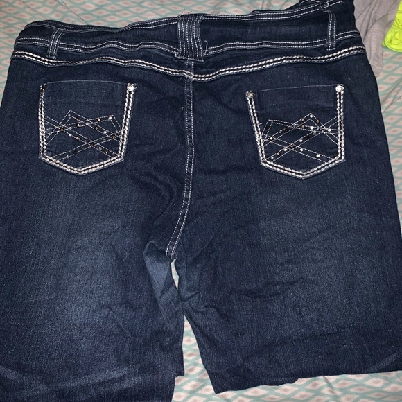 Blue boot cut pants with rimestones - Picture 2 of 2